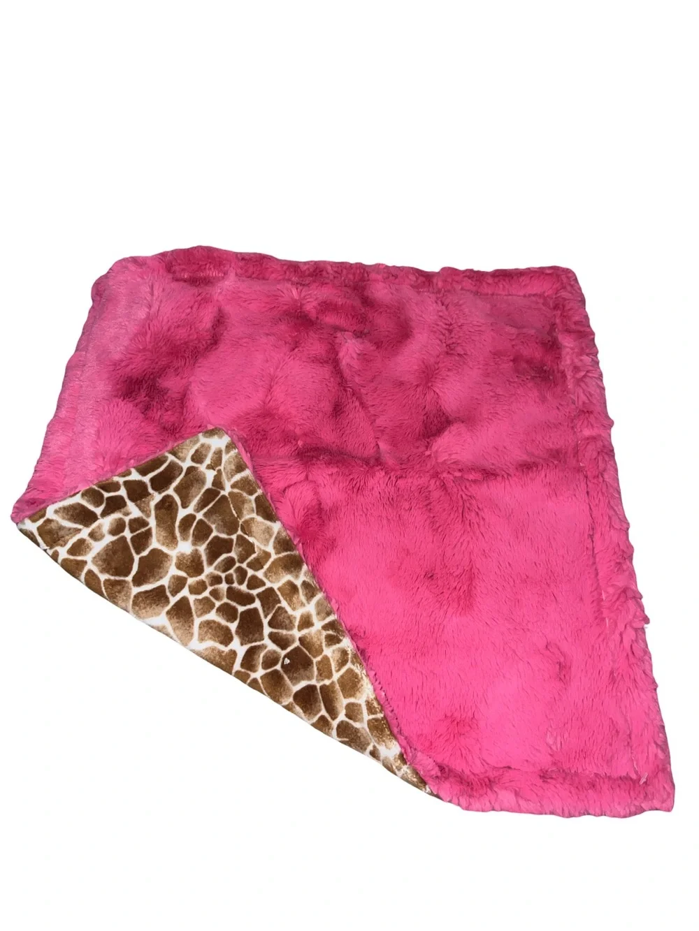 giraffe print Pink  minky lovey Security Blanket